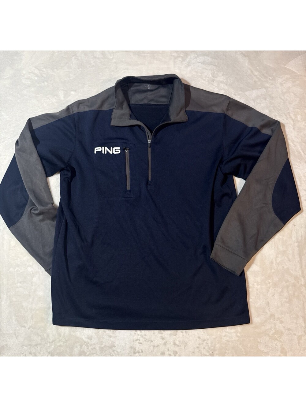 Ping Performance 1/4 Zip Golf Pullover Mens Medium Blue/Gray Mr Ping EUC